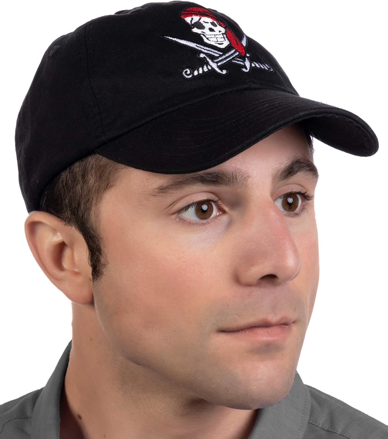 Ann Arbor T-shirt Co. Jolly Roger Pirate Flag | Skull & Crossbones Caribberan Cruise Baseball Boat Cap Dad Hat Black - Image 4