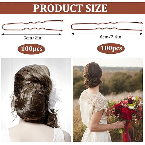 Miniatura 2 de 200 horquillas de pelo de 2.4 y 2 pulgadas para moños, bollos de pelo, alfileres de pelo con caja de almacenamiento para mujeres y niñas y