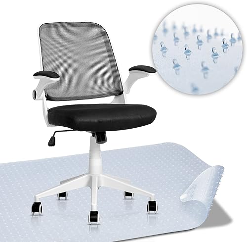 MoNiBloom Silla giratoria de malla + alfombrilla para silla de escritorio, silla de asiento de escritorio para el hogar con brazos abatibles