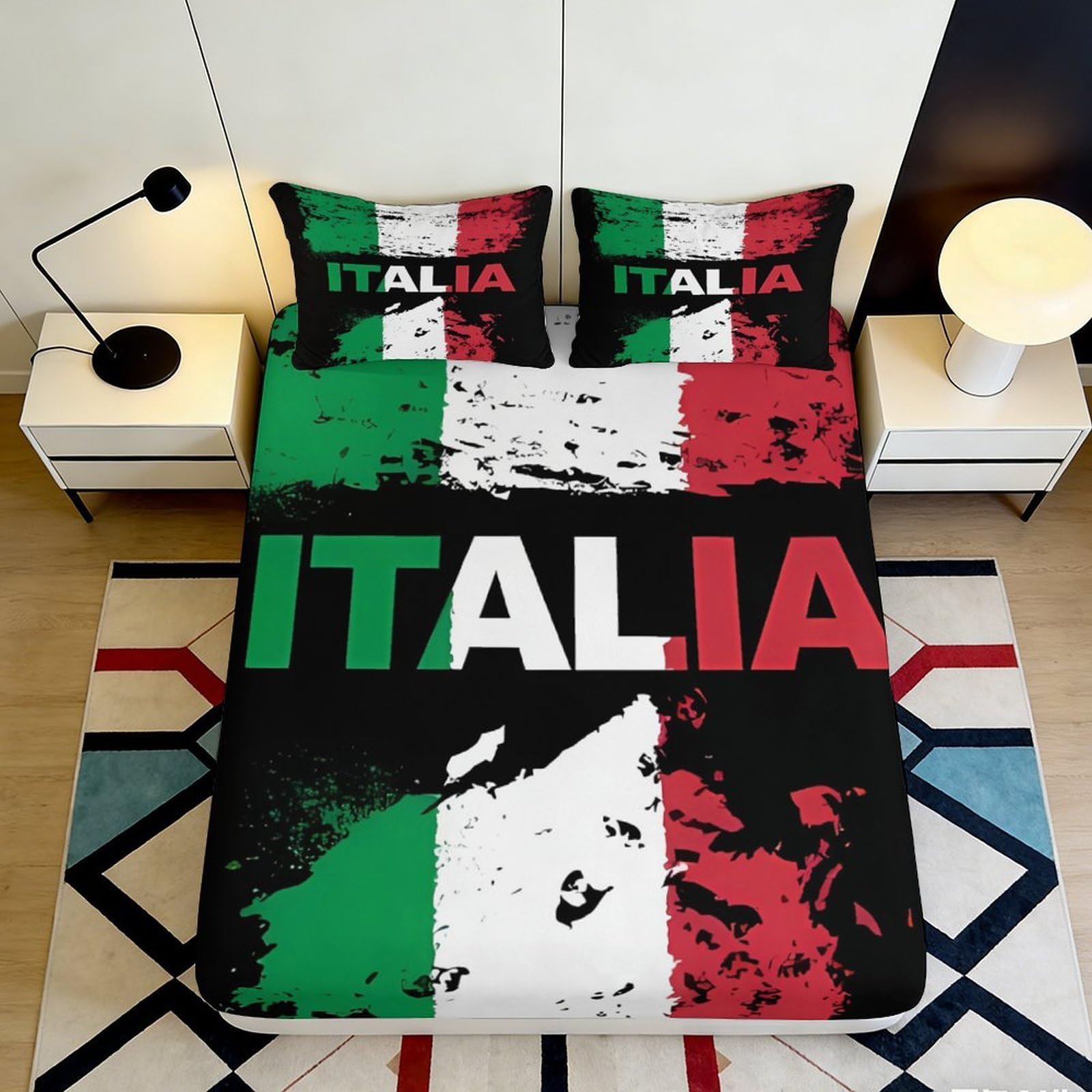 3D Printed Basketball Art Fitted Sheet Microfiber Deep Pocket Bedroom Bedding Non-Slip Basketball Mattress Fitted Cover for Adults Teens 160x200x25cm