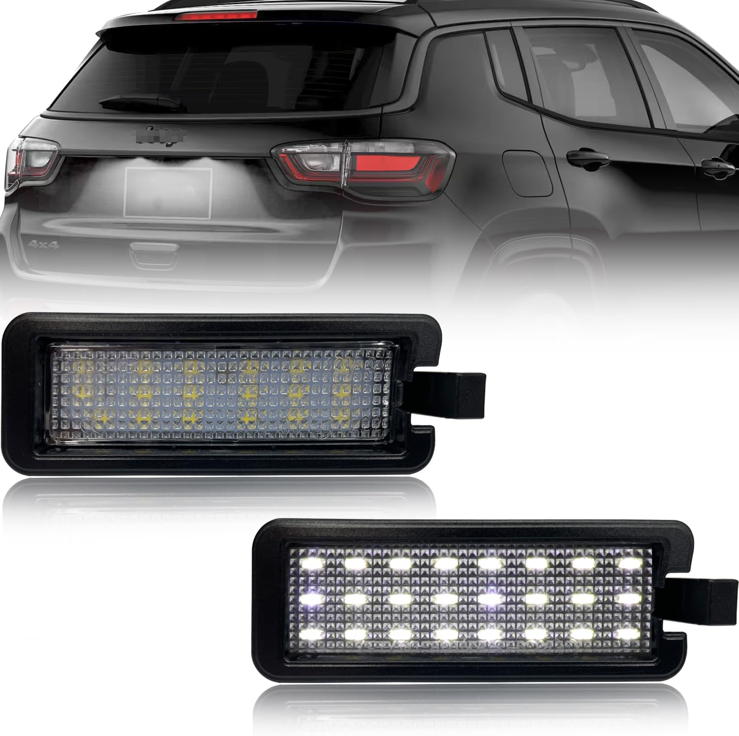 White LED License Plate Light for Jeep Compass 2017-2025 Rear Number Licence Tag Lamp Lights Assembly No.# 68211290AB 68582284AA