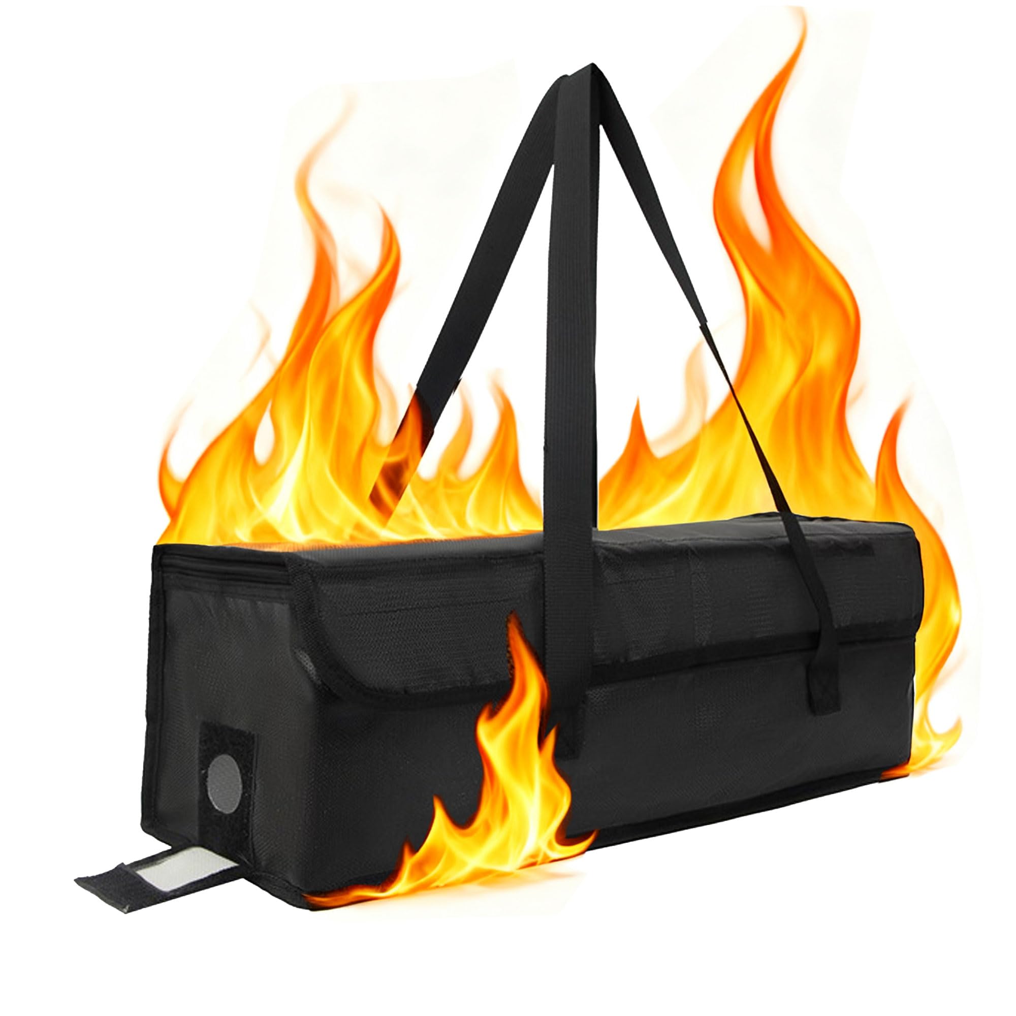 MZSX Ebike Battery Bag, Battery Bag Large, Waterproof, Explosion-Proof Lipo Safe, with Charging Port, 49 x 16 x 16 cm, for Storage, Transport, Charging case(Black)
