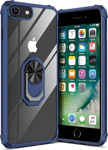 Funda con función atril para iPhone SE 2020iPhone SE2iPhone 8iPhone 7 funda transparente con protección contra caídas carcasa delgada para teléfono