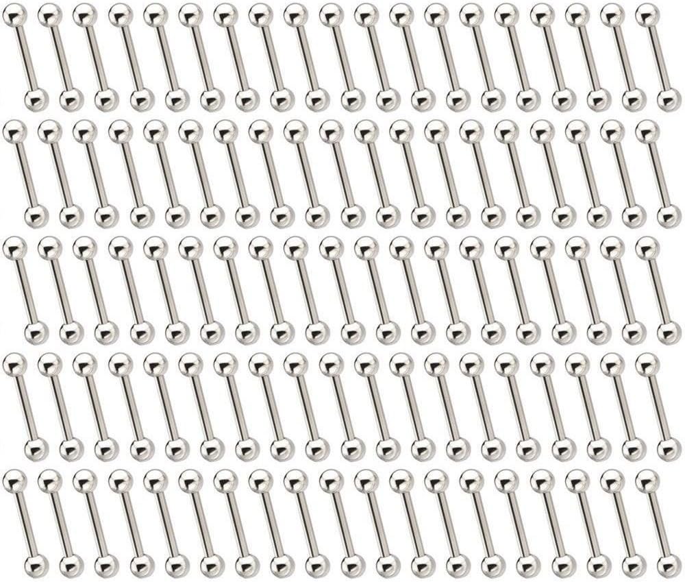 BodyJewelryOnline Straight Barbell piercing Jewelry 100 pieces made of Surgical Steel 16g