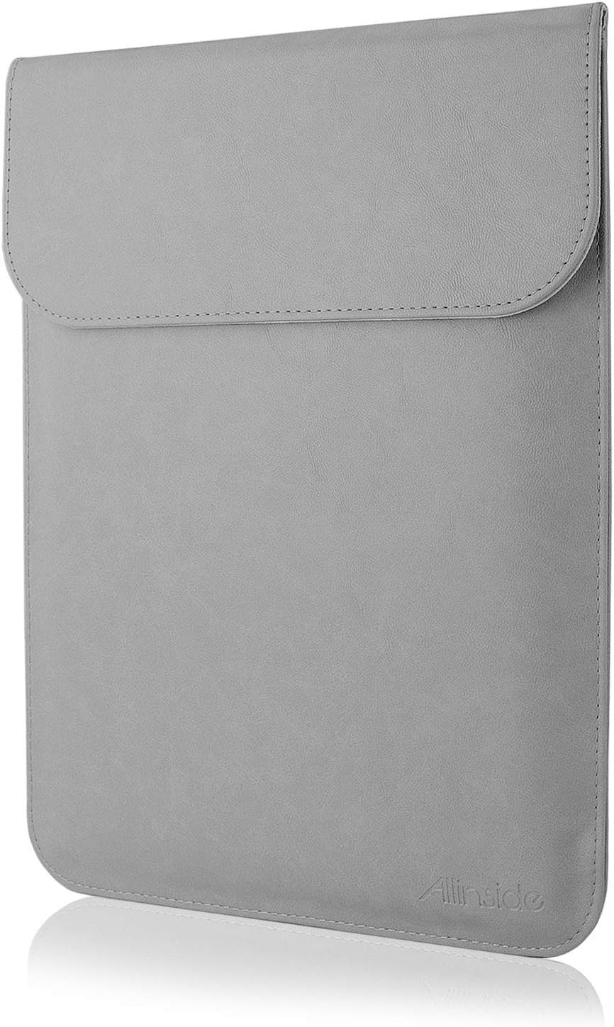 Allinside 13-13.3" Laptop Sleeve Compatible with MacBook Pro 14 2021 M1 (A2442)/ MacBook Air 13 2010-2017/ MacBook Pro 13 2010-2016, PU Leather Laptop Case, Gray