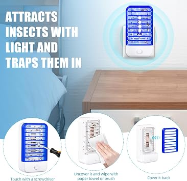 2026 6Pack Bug Zapper Indoor Plug in Mosquito Zapper Indoor,Gnat & Fruit Fly Trap Indoor,Electronic Fruit Fly Zapper Insect Killer with 365nm Blue Light,Plug in Gnat Killer for Kitchen & Indoor Plant