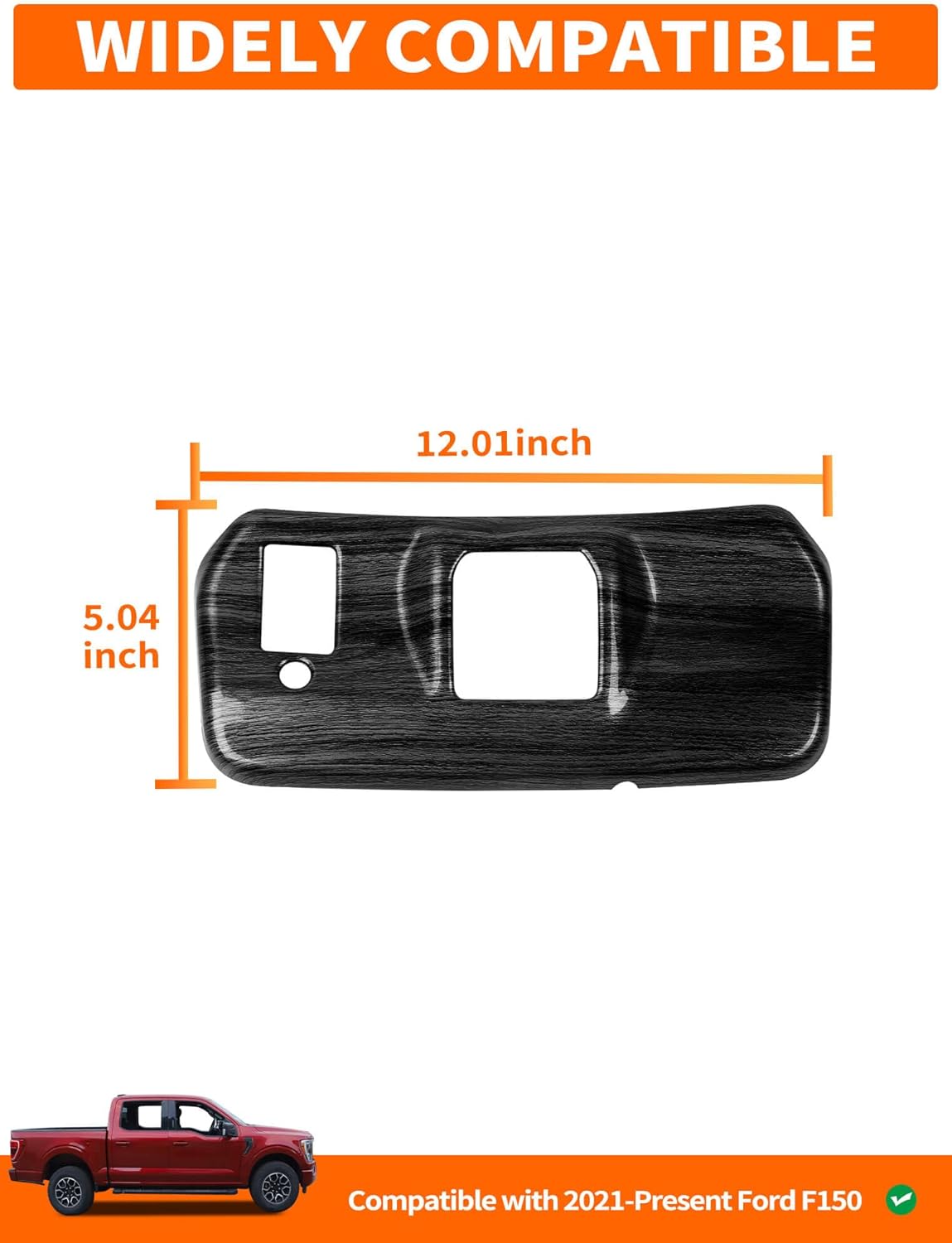 Savadicar Rear View Mirror Mount Cover for 2021-Present Ford F150, Black Wood Grain Finish Mirror Base Overlay Accent, Interior Decorative Accessories