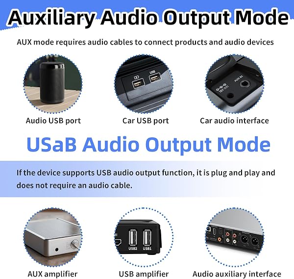 Bluetooth Adapter USB 5.0 2-in-1 (Sender und Empfänger), drahtloses Stereo-Audio mit 3,5-mm-Klinkenstecker für TV, PC, Auto, Lautsprecher, Kopfhörer, Freisprecheinrichtung, ohne Latenz - 5
