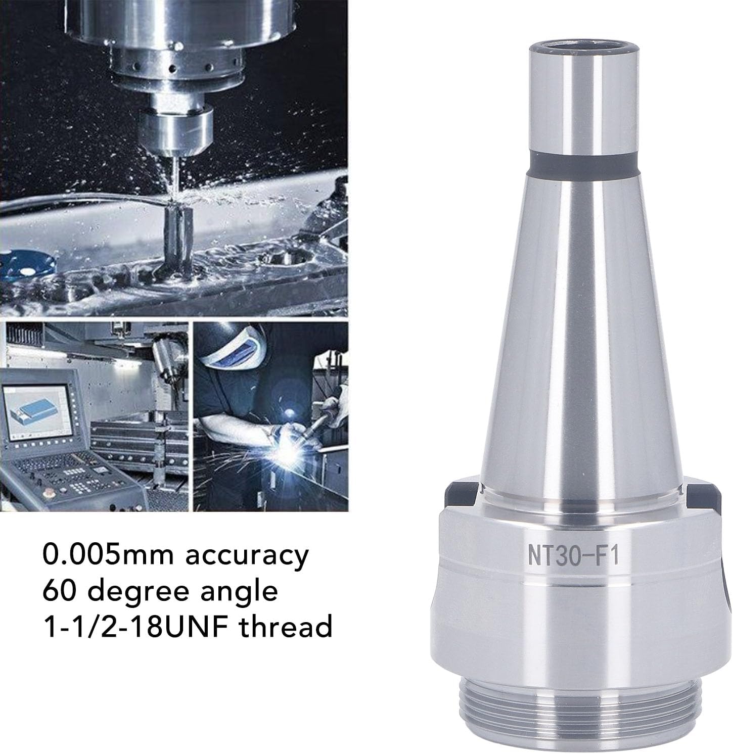 Bd Arbor 1 1/2 18UNF, Carbon Steel Collet ecting Rod A, for Lathe, with 0.005mm Accuracy for Metal and Wood Machining