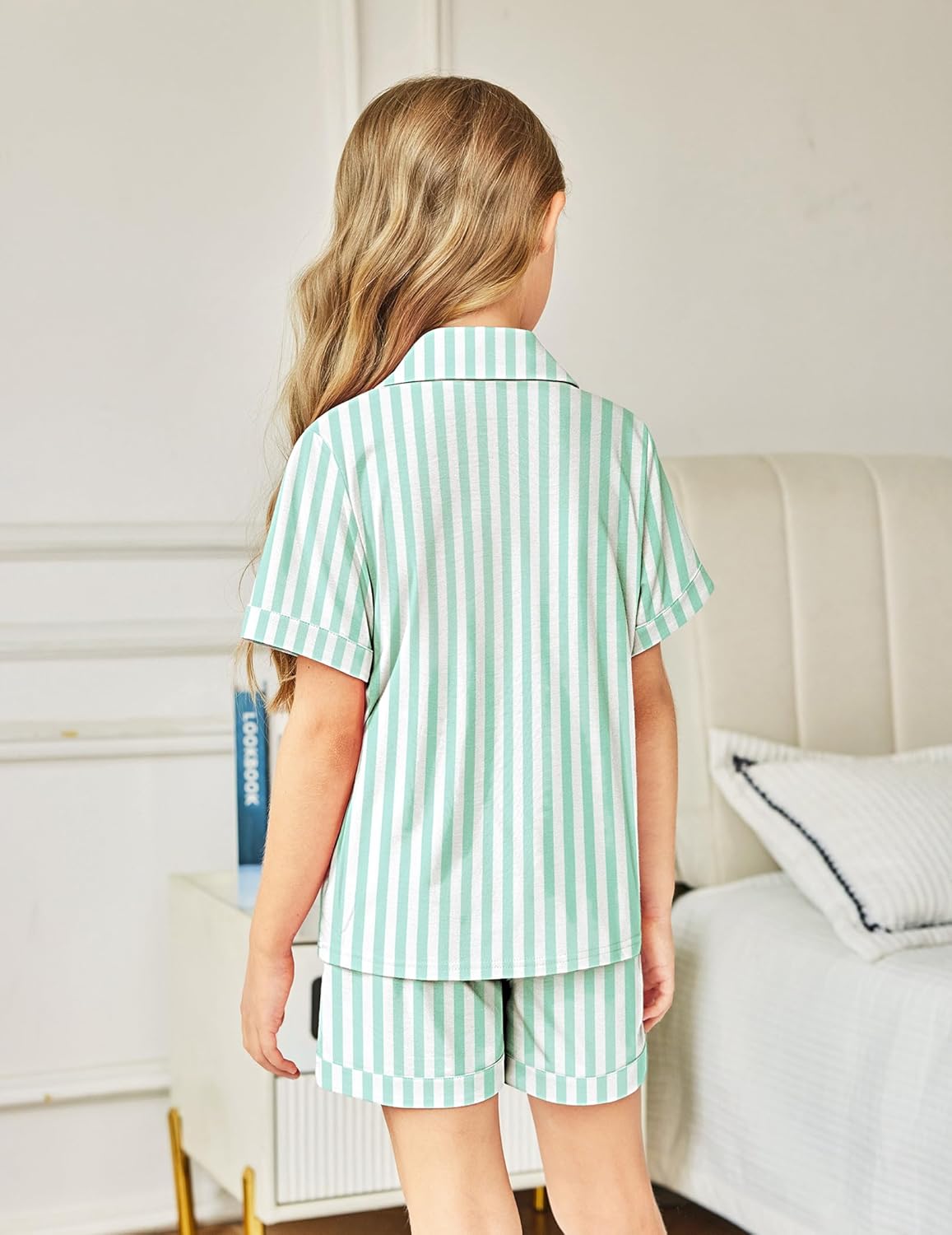 Arshiner Girls Pajamas Summer Outfit Kids Shorts Sets Button Down Loungewear Pjs - Image 8