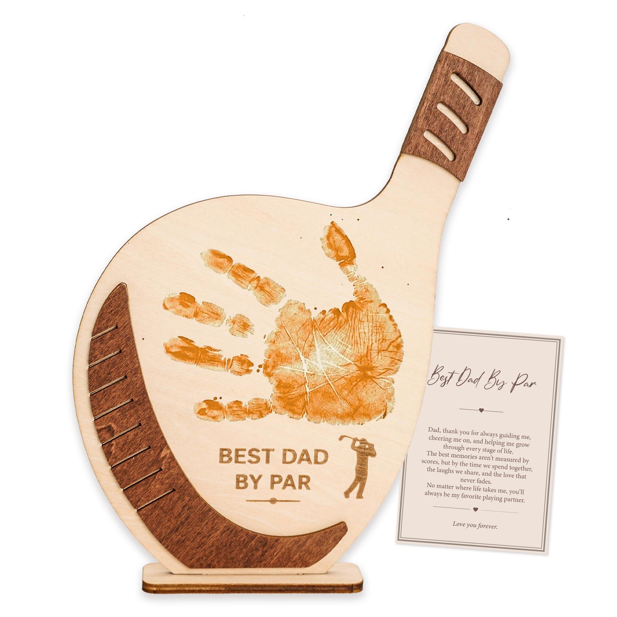 Golf Father’s Day Handprint Craft for Dad, Best Dad By Par Wooden Keepsake, Golf Dad Gift from Kids, DIY Handprint Footprint Father’s Day Decor, Personalized Fathers Day Dads Gift from kids daughter son, First fathers day Daddy gift for new dad/Birthday
