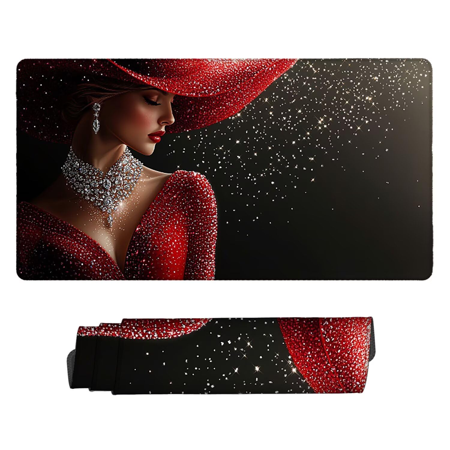 Podkładka pod mysz do gier XXL Mousepad 1600 x 800 mm, duża podkładka pod biurko z antypoślizgową gumową podstawą do gier, komputera, poprawia precyzję i szybkość (seksowna kobieta) X-923