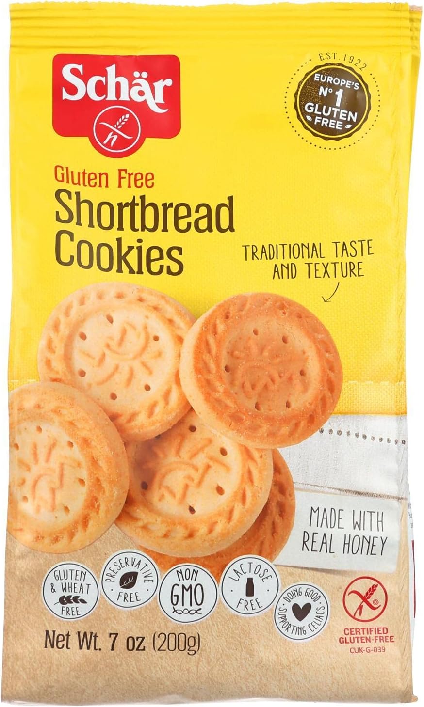Schär Gluten Free Shortbread Cookies, 7 oz. (Pack of 12)