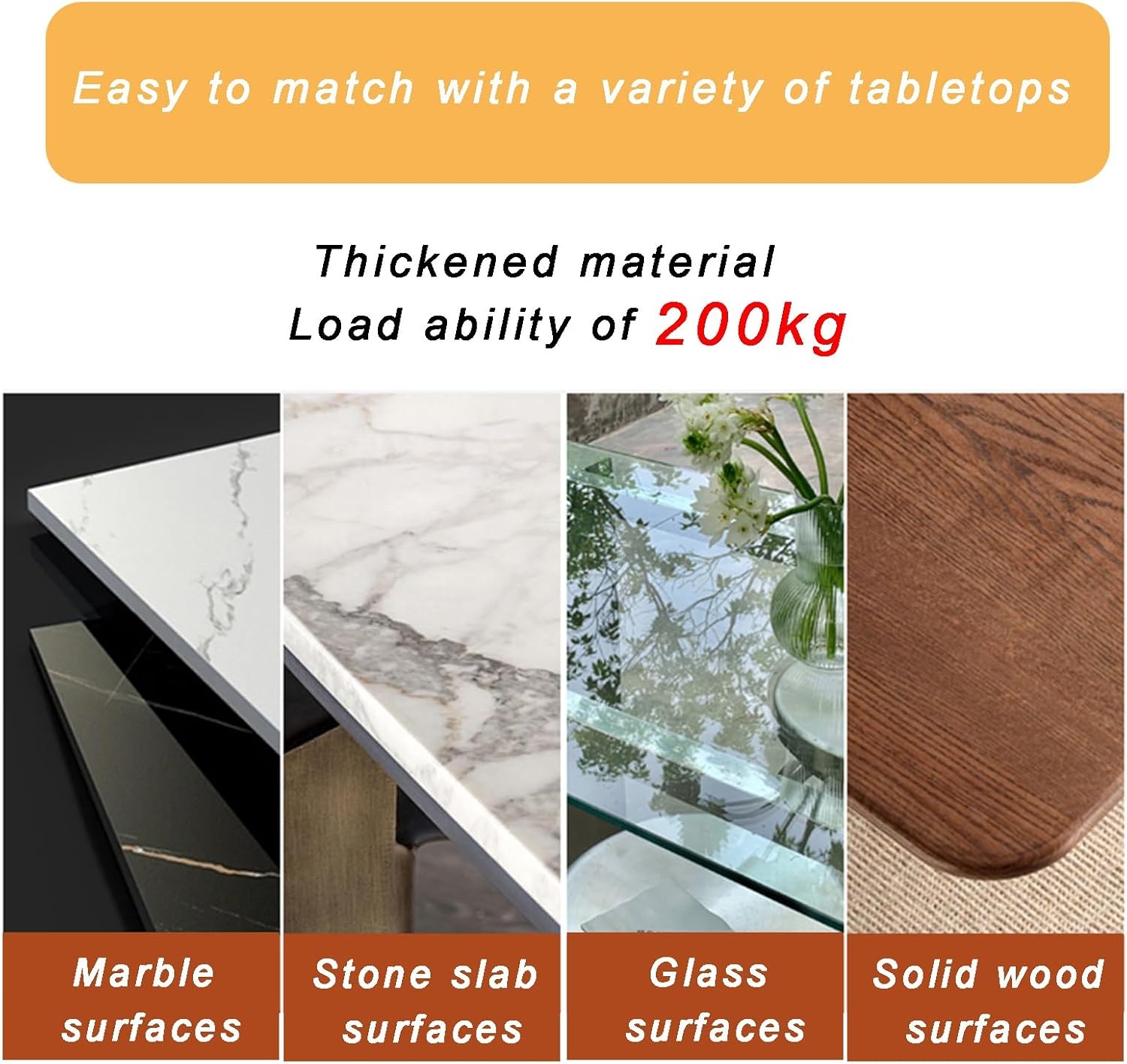 V-Shaped Stainless Steel Desk Frames, Reinforced Steel Construction, Widened Support Surfaces, Includes Foot Pads, Multiple Mounting Hole, Water Proof and Rustproof