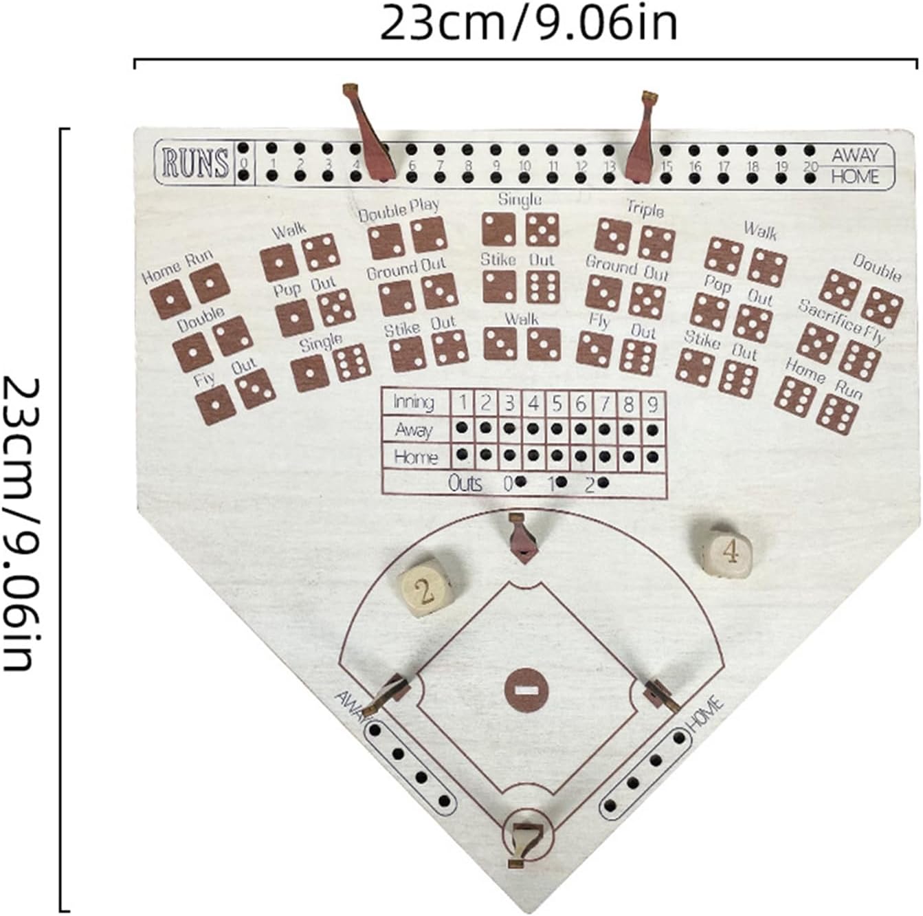 2026 Baseball Board Game, Baseball Dices Board, Wooden Baseball Travel Game with Baseball Bat, Baseball Game and Indoor Table Game for Family