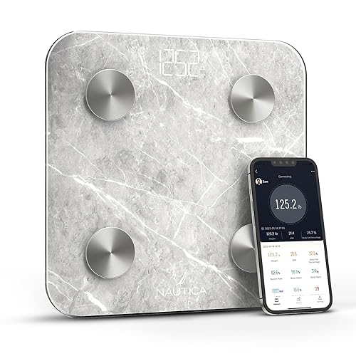Miniatura 11 de Nautica Báscula digital de baño Body Tracker, báscula inteligente habilitada para Bluetooth con IMC, grasa corporal, seguimiento de masa muscular y