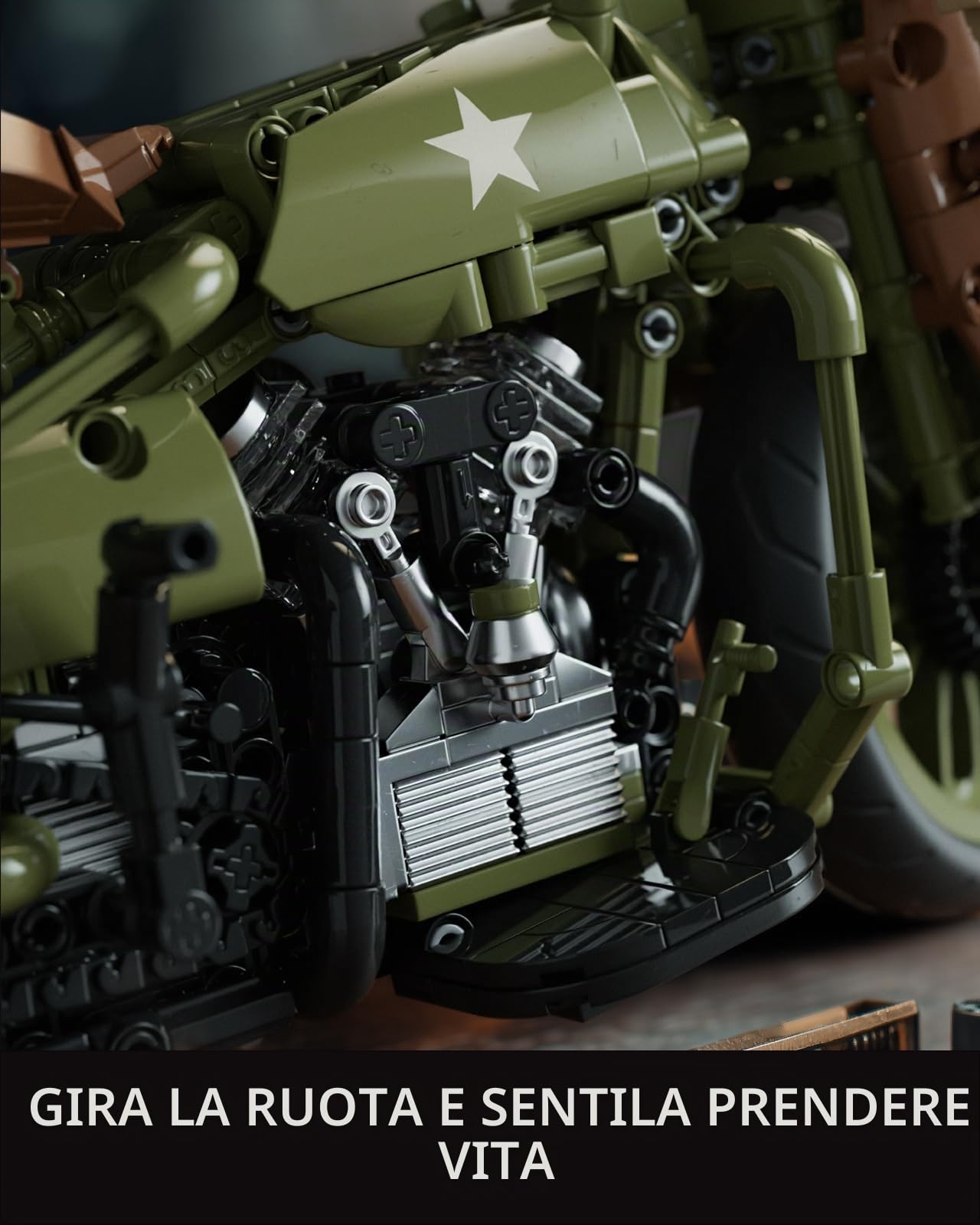 Nifeliz Set di Costruzione Modello Motocicletta WLA per Adulti, Kit di Costruzione Moto Militare Classica con Caratteristiche Autentiche, Regalo da Collezione per Esposizione (NF10333, 833 PEZZI)
