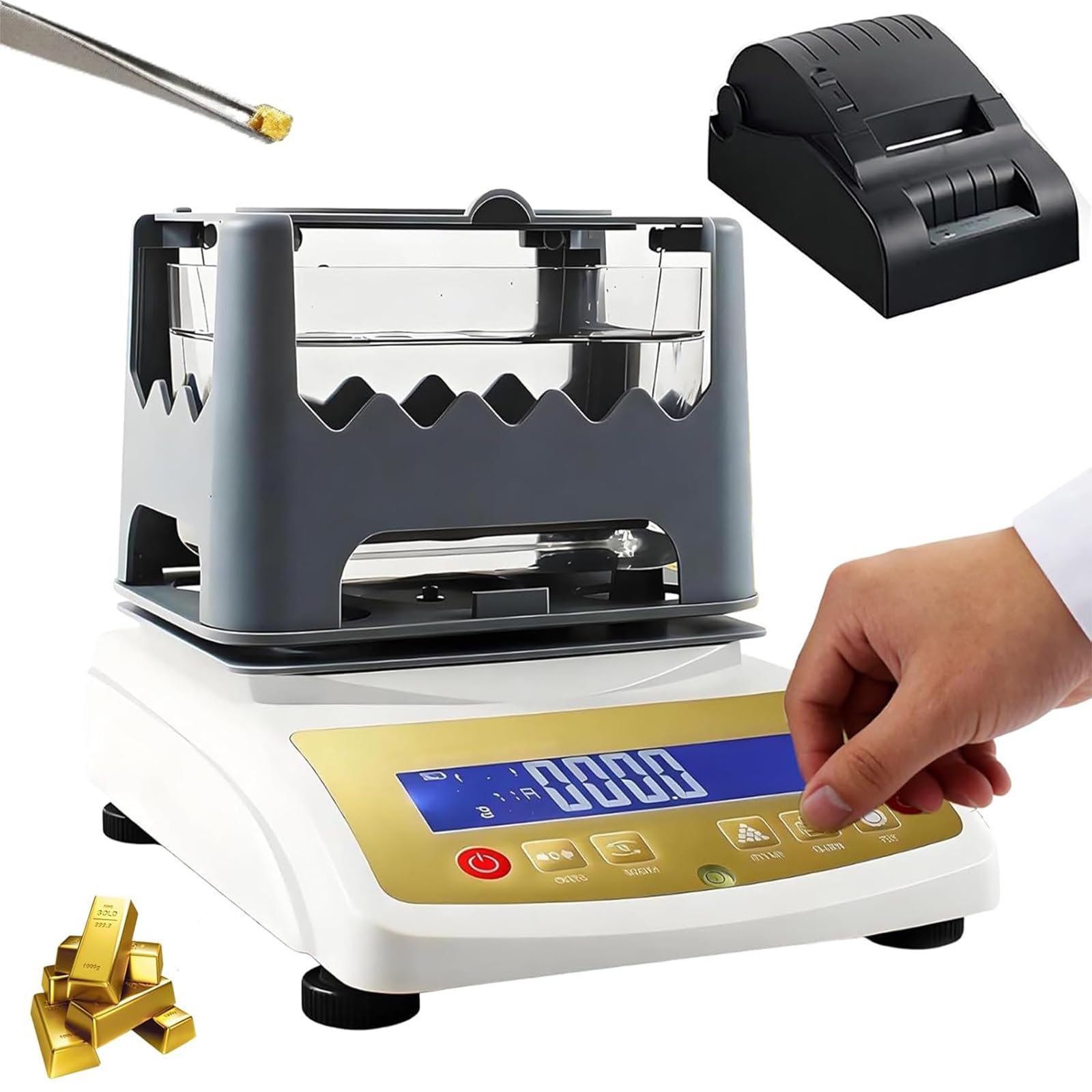 Kit automático de análisis de Oro, Equipo de análisis de Densidad, Que Garantiza lecturas precisas de pureza y Densidad MDJ-300K+Printer