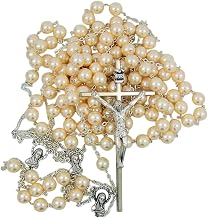 Silver Toned Wedding Lasso Rosary with Acrylic Prayer Bead for Married Couple, 33 Inch