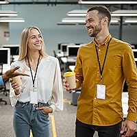 Vista 4 de Kosiz Cordón de seguridad para insignias de identificación, cordón de liberación rápida a granel con gancho giratorio para tarjetero