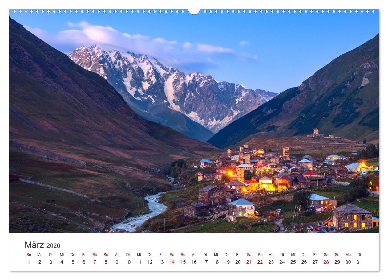 Georgien - Einmalige Landschaften (hochwertiger Premium Wandkalender 2026 DIN A2 quer), Kunstdruck in Hochglanz: Kaukasus und Schwarzmeer. (CALVENDO Orte)