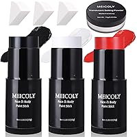 Vista 20 de MEICOLY Barra de Pintura Facial y Corporal Naranja (29.99 g), Crema para Cara de Halloween, Efectos Especiales SFX de Calabaza y Tigre, Negro