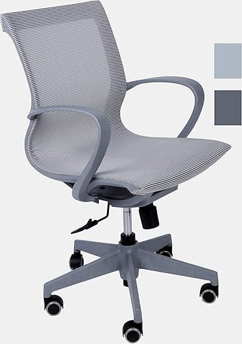 Livebest Silla ergonómica de oficina de malla, silla de computadora con respaldo medio con soporte lumbar, reposabrazos, ruedas giratorias de altura