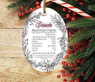 2022 Ornament Christmas Tree With Name Darwin Ornament Nutrition Facts - Christmas Tree Home & Room Decor, Hanging Decorations, Funny Ornament Oval 3.25 Inch Plastic