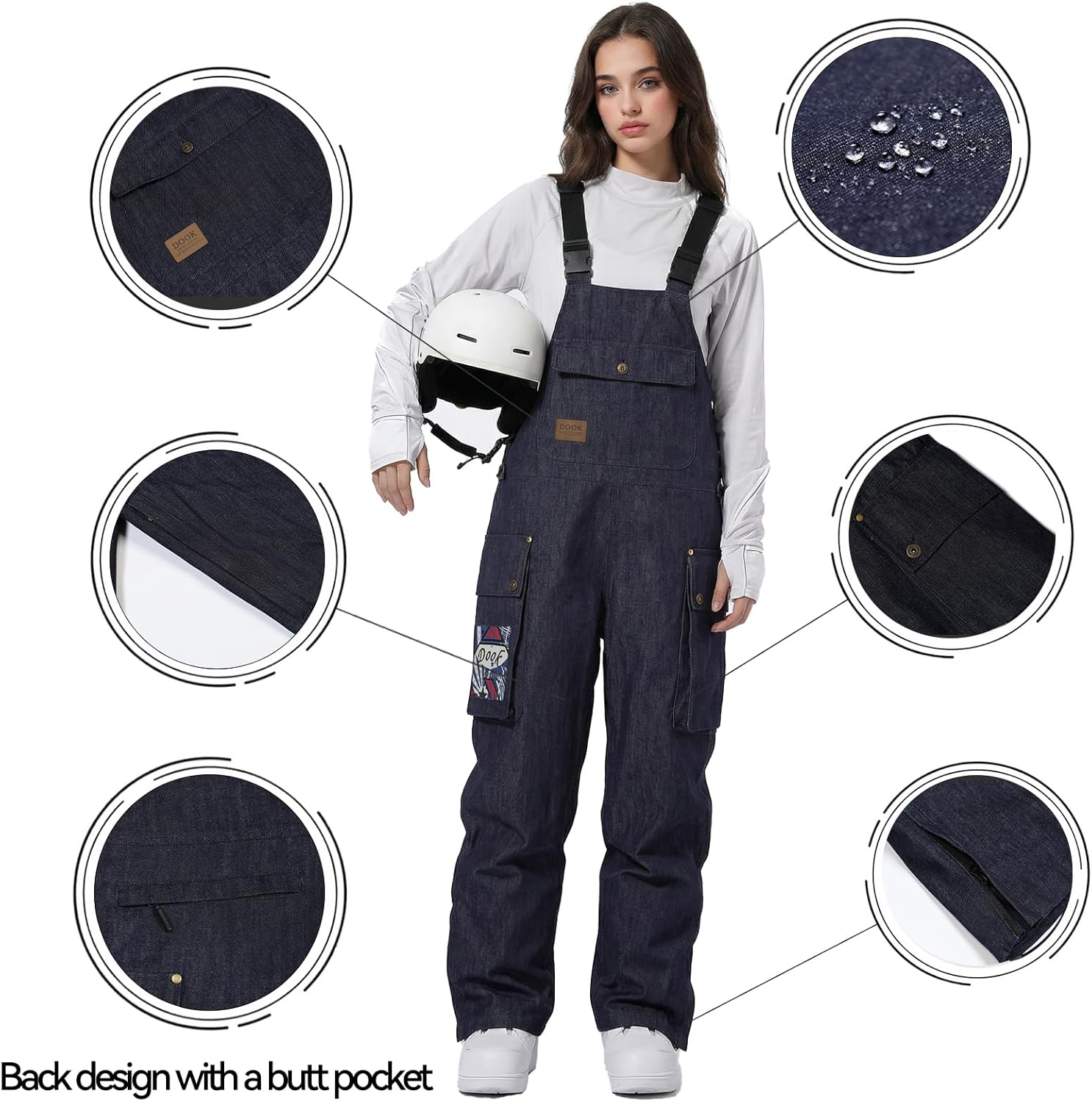 Ski Bibs Women and Mens,Waterproof Insulated Bibs, Windproof Adjustable Ski Overalls for Snowmobile Snow Sports - Image 4