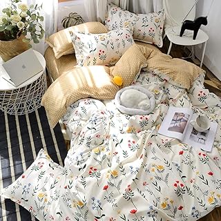 Feelyou Floral Printed Duvet Cover for Kids Girls Women Blossom Flowers Pattern Bedding Set Garden Plants Comforter Cover Botanical Branches Quilt Cover Twin Size Room Decor with 1 Pillow Case