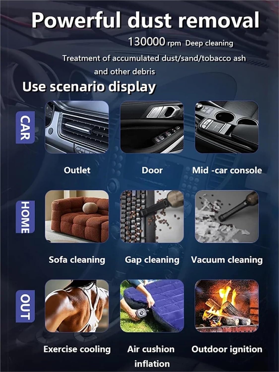 130000RPM Turbofan Air Blower Mini Jet Fan Brushless Motor Handheld Duct Fan Portable Charging Cleaning Car Vacuum ＆Dryer