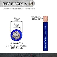 Vista 3 de Conext Link Cable de alimentación de batería de amplificador de coche de calibre 4 GA de 5 pies 4 GA, cable de alimentación de cable de tierra CCA