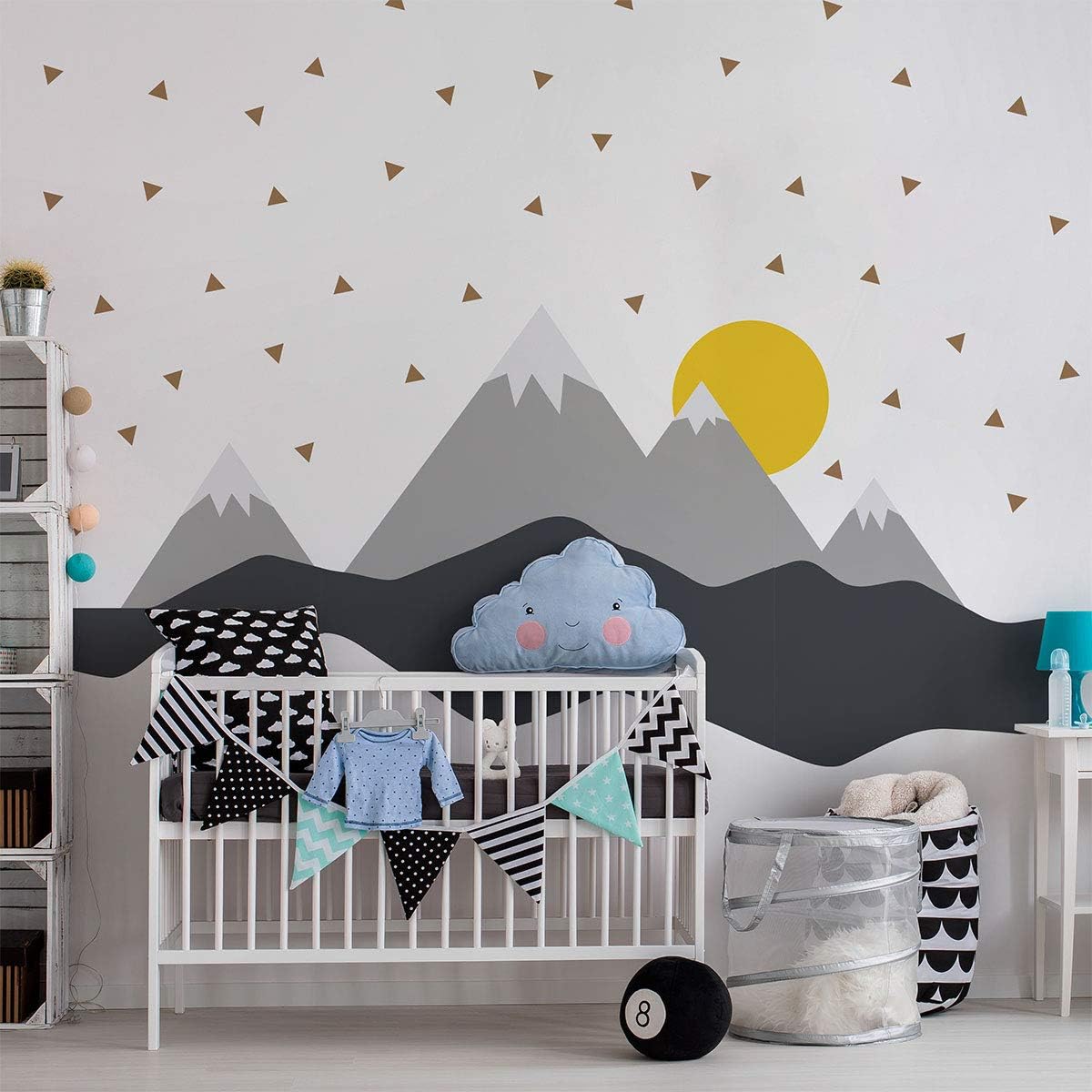Ambiance Stickers Scandinavian Nordika Mountains Wall Decals, DIY Home Decor, Peel and Stick Removable Stickers, Waterproof and Self Adhesive Wall Art - H60 x L140 CM