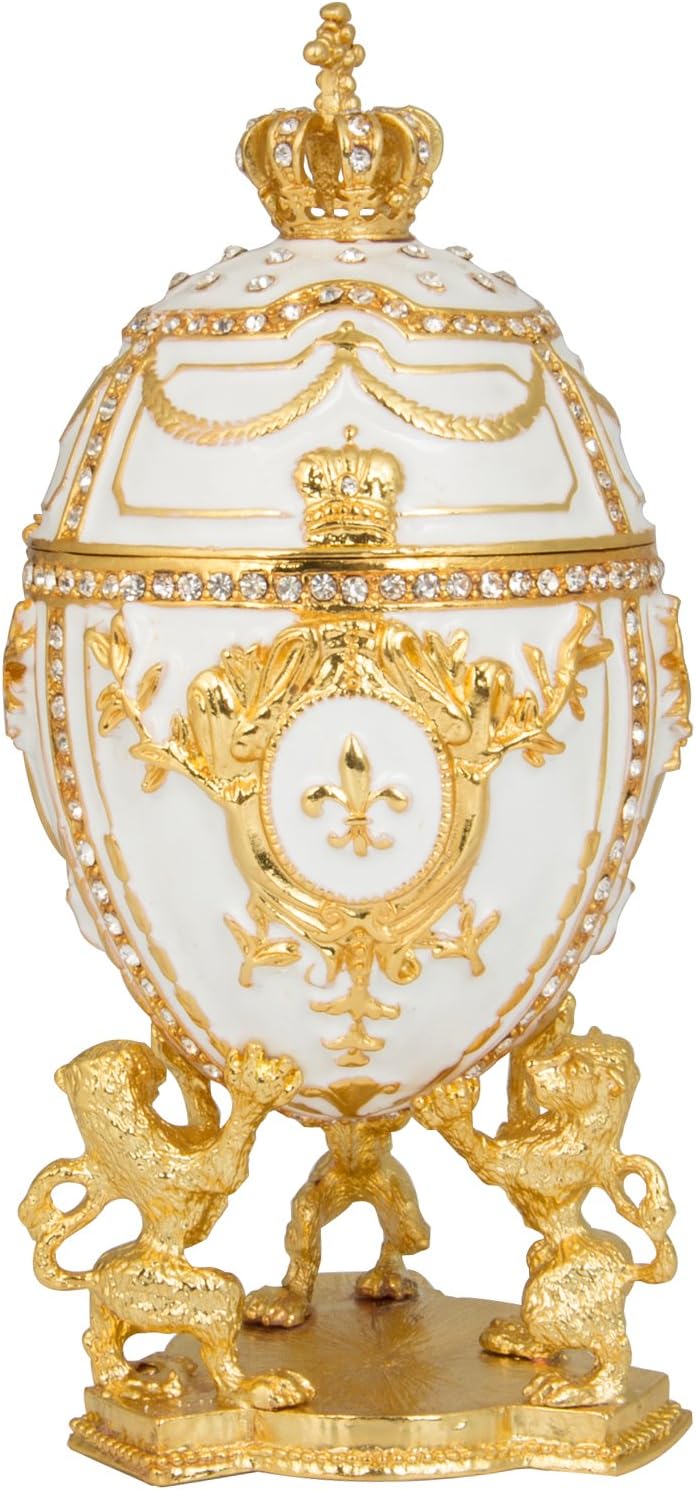 QIFU Hand Painted Elegant Purple Easter Egg Style Decorative Enamel Trinket Box Unique Gift For Family(QF2049)