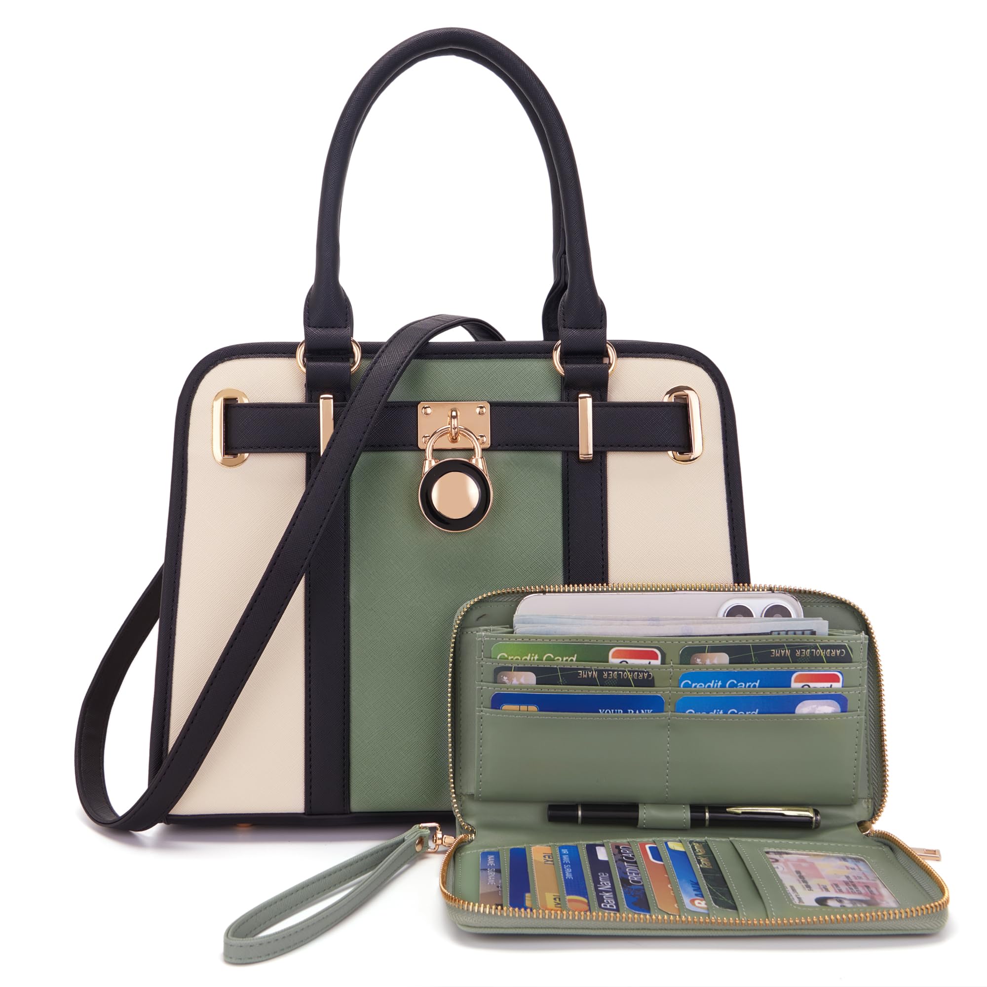 Handbags Sets For Women Shoulder Bags Top Handle Work Satchel Tote Purses Set With Matching Wallet 2pcs