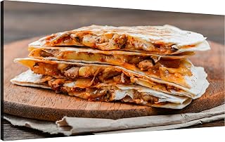 XidexFara Canvas Wall Art for Living Room Bedroom Quesadilla a wooden table Big Large Wall Art Decor Framed Painting Wall Pictures Prints Artwork Office