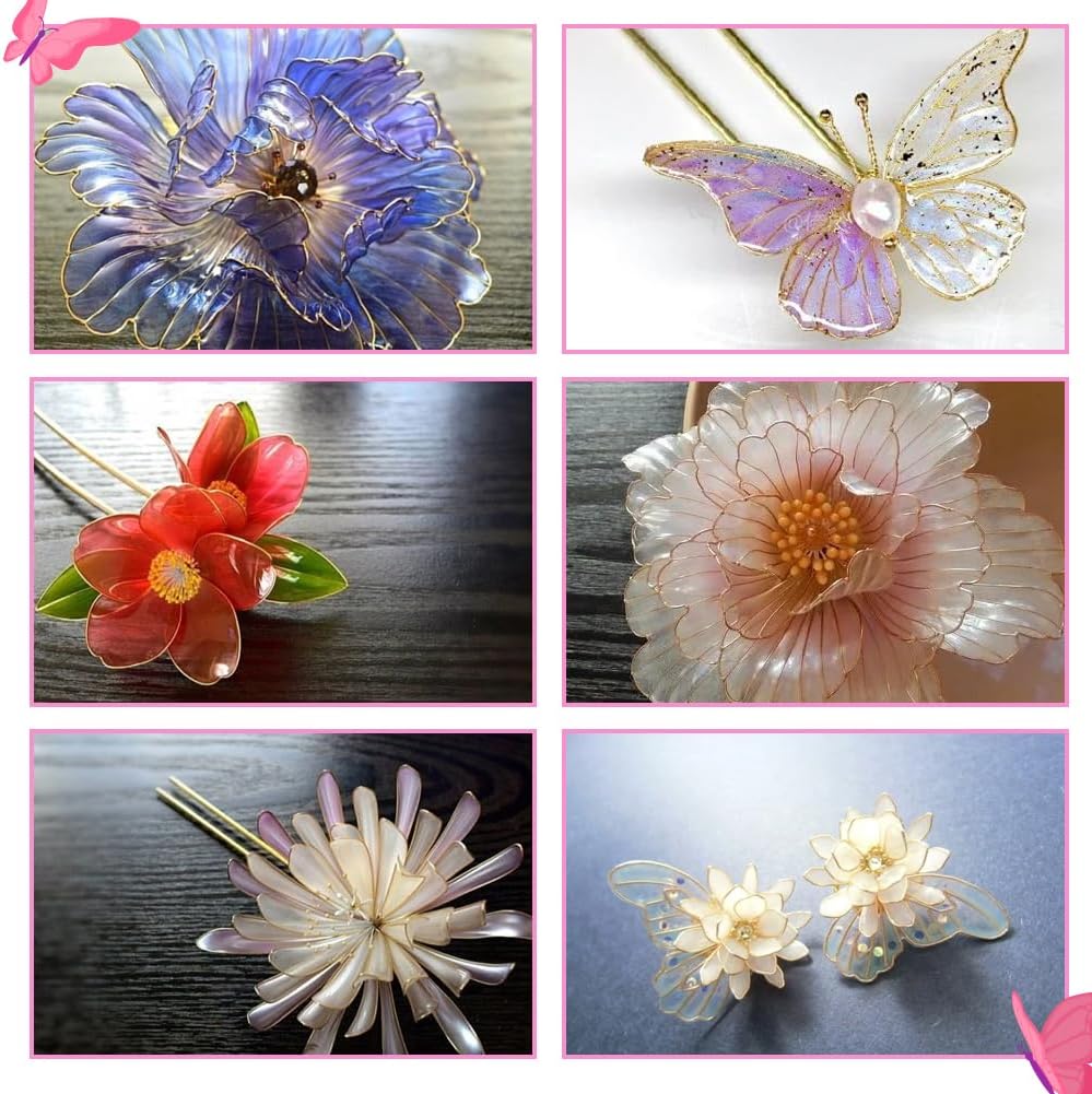 SUNNYCLUE 1 Box 70Pcs 7 Styles Flower Shaped Bezels Open Bezel Pendant Frame Silver Gold Butterfly Nuggets Leaf Iron Hollow Back Charms Findings for UV Resin Jewelry Making Earrings Necklace DIY Craft - Image 6