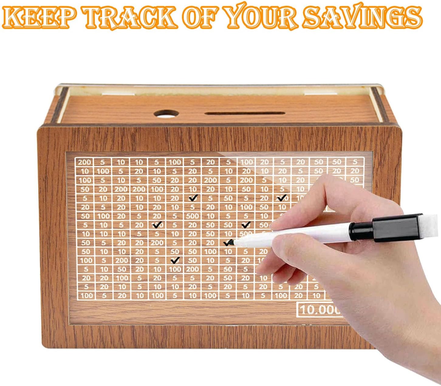 木製貯金箱 大人用 キャッシュコイン 貯金箱 カウンター付き 貯蓄目標 $1000、2000、5000、10000.友人への最高の贈 Amazon.co.jp:  木製貯金箱、お金節約ボックス、10000貯蓄チャレンジボックス、現金保管庫、木製貯金箱、カウントマネーボックス、現金 カウンター貯金箱 ...