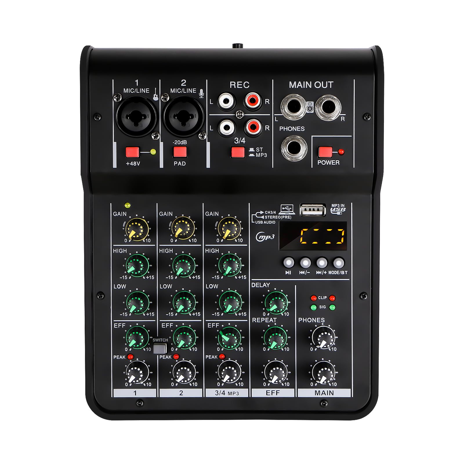 Console de mixage audio M4 canaux 48 V pour studio karaoké portable