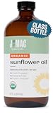Organic Sunflower Oil (16 oz Glass Bottle) USDA Organic Certified 100% Pure Carrier Oil, Moisturizing & Nourishing for Skin, Face, Hair