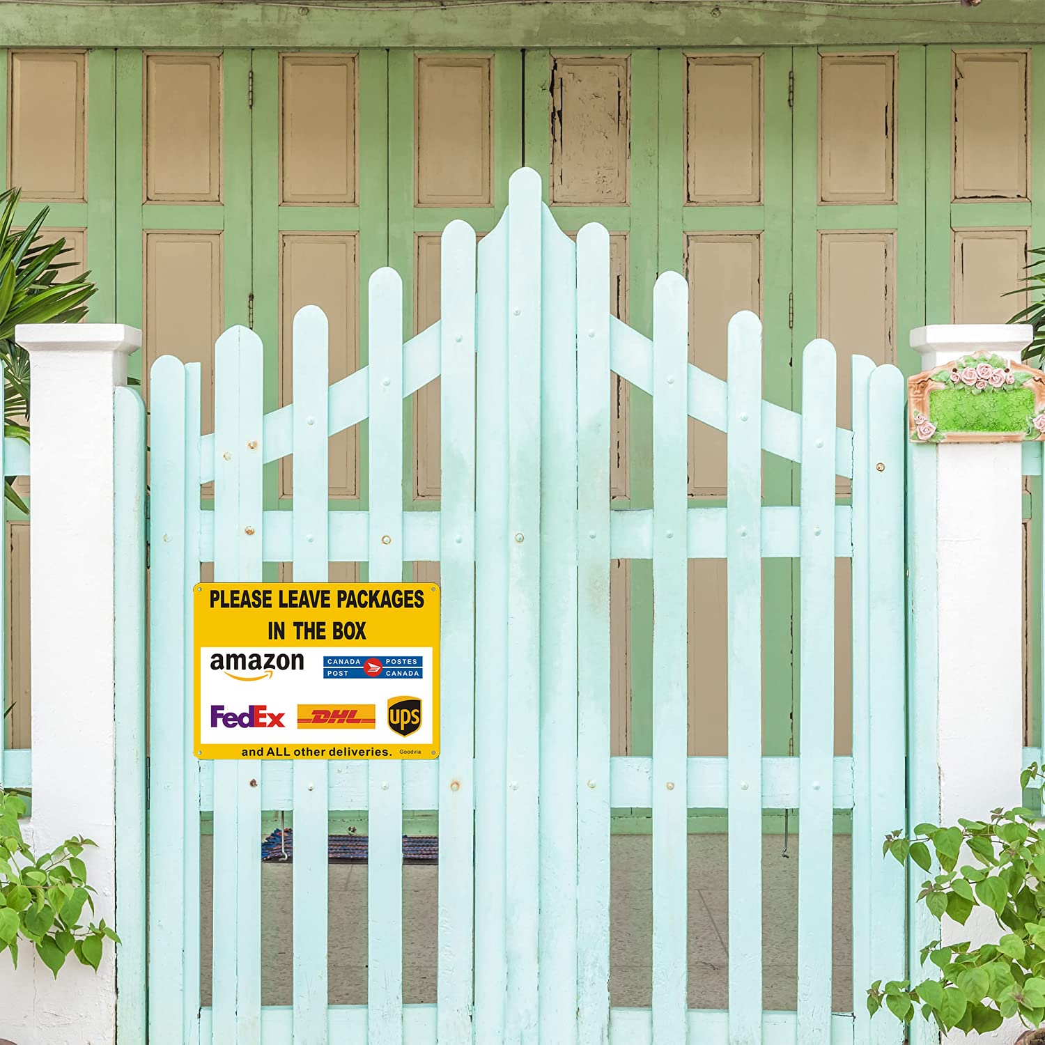 Cartello 'Please Leave Packages At Front Door' - In Metallo 30,5x20,3cm