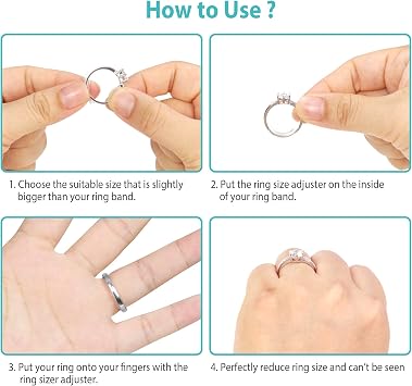 Feramox Ring Size Adjuster Fit Thin Rings - Invisible Clip-on Guards(8 pcs) | Fit Thin Bands Only, for Band Width from 1mm to 4mm, Patented Clear Clip-on Sizers, Completely Invisible & Reusable