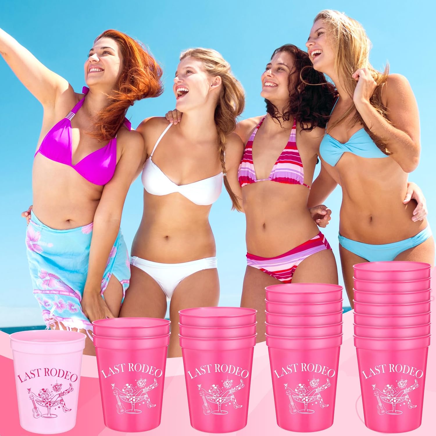 Yungyan 24 Pack Bachelorette Party Plastic Cups Bulk 16oz, Last Rodeo