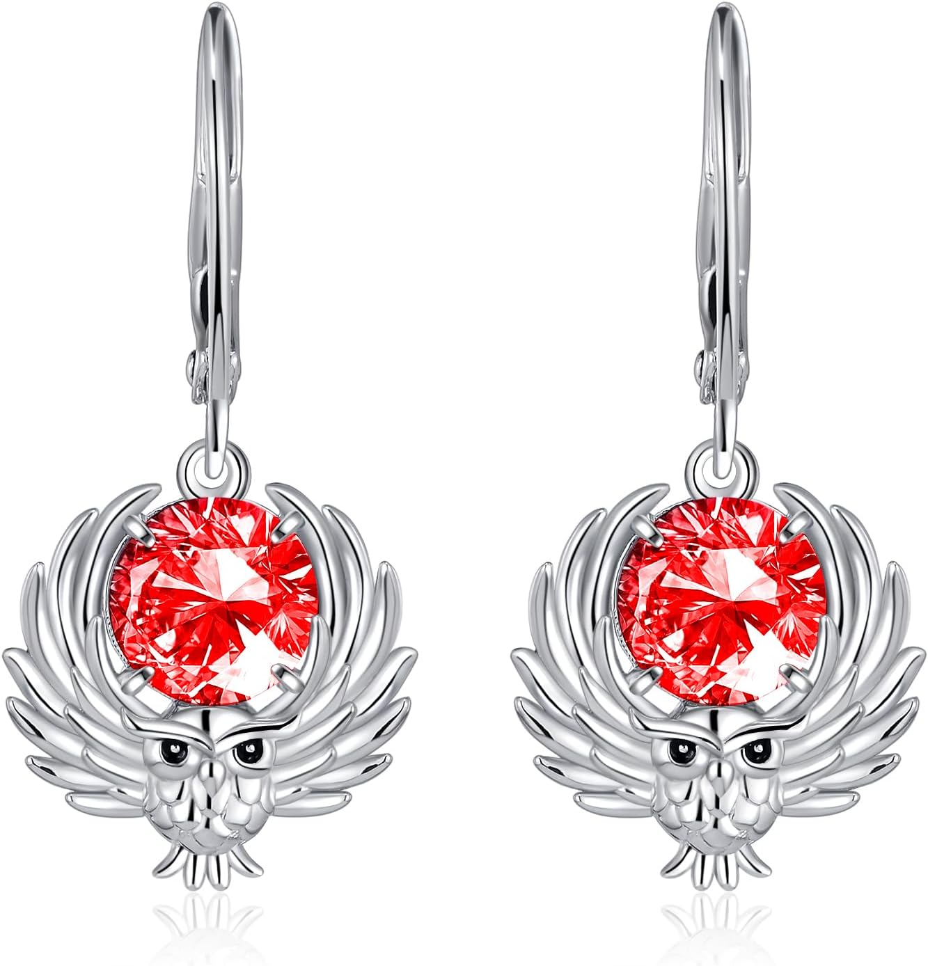 Owl Earrings Sterling Silver Owls Birthstone Dangle Drops Jewelry Gifts for Women