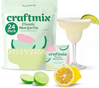 Sponsored Ad - Craftmix Classic Margarita Cocktail & Mocktail Drink Mixer, Skinny Mixes - Water Flavoring Packets - Made With Real Fruit - Vegan, Low-Carb, Low-Sugar, Non-GMO, Dairy Free, Gluten Free, 24 Pack