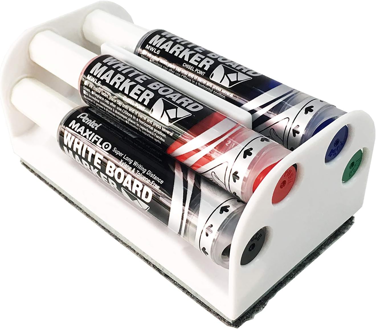Pentel Maxiflo Whiteboard Marker & Eraser Set Medium Chisel