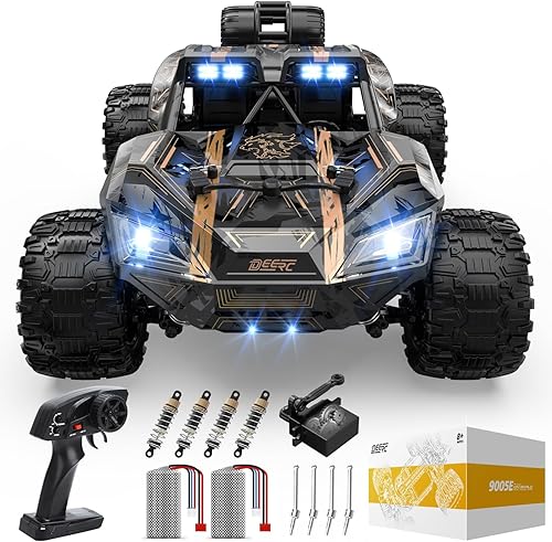 Miniatura 7 de DEERC 114 Crawler RC Car, 48 Kph de alta velocidad RC camión con faros LED para niños Aldult, Offroad 4x4 2.4Ghz coche de control remoto, juguete