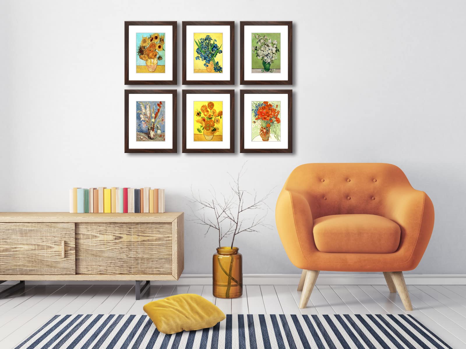 Zestaw 6 ramek na zdjęcia 8 x 10 z prawdziwym szkłem do zdjęć 15 x 18 cm z matą lub 8 x 10 bez maty, galerii ściennej lub stołowej, ramki na zdjęcia, orzech włoski