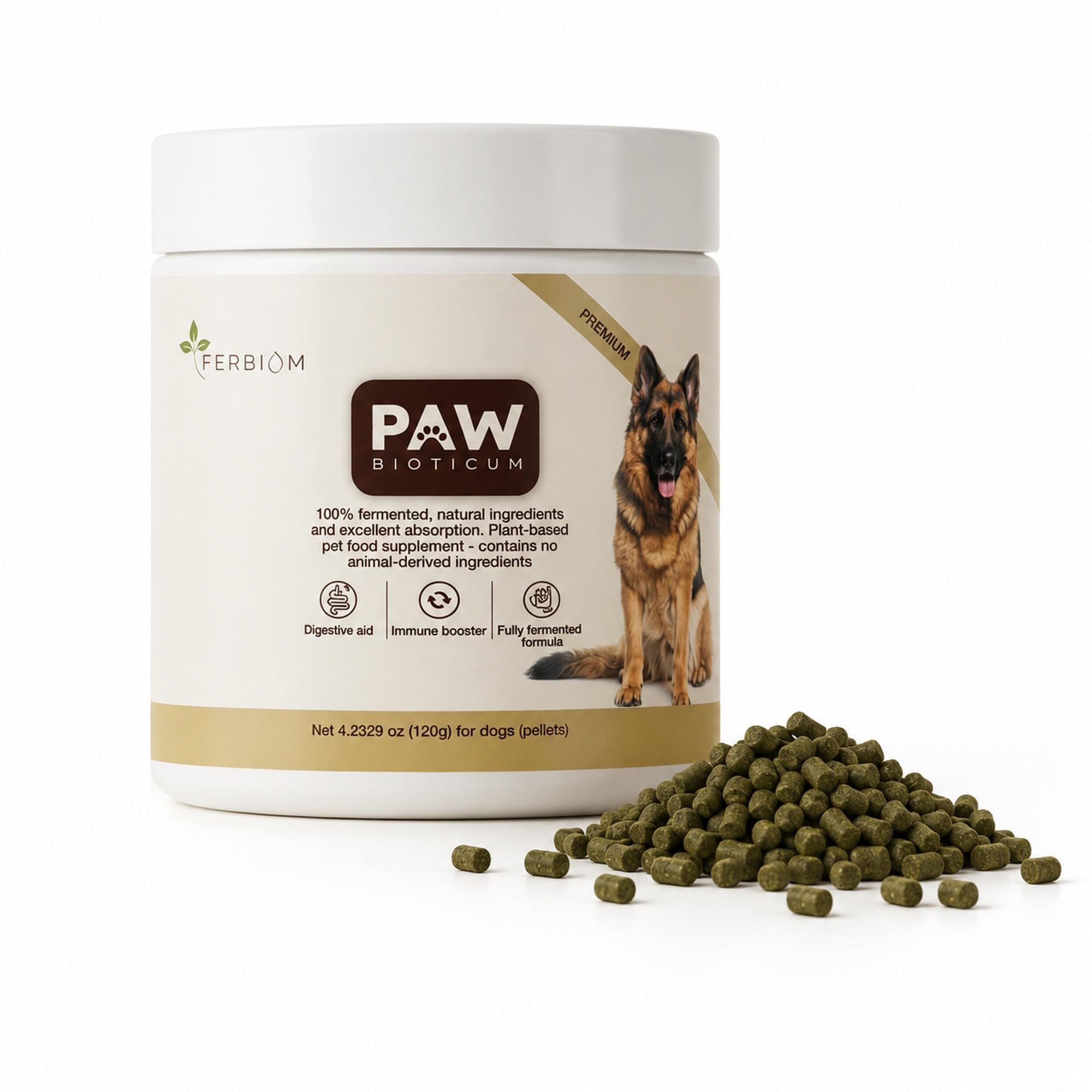 Pawbioticum Cane - Simbiotico Fermentato per la Flora Intestinale, Pellet, 120 g