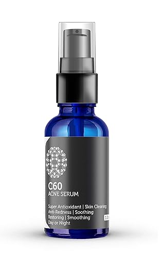 Suero para acné C60 de 1.0 fl oz con aloe, rosa, MSM, CoQ 10, vitaminas B3 + B5 y complejos antienvejecimiento de arrugas para hombres y mujeres